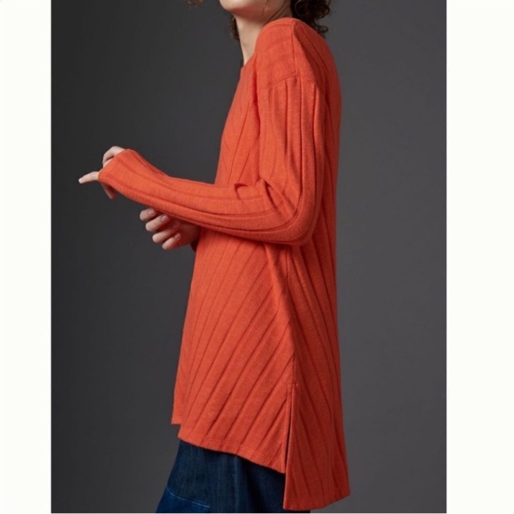 Maeve by Anthropologie Devine Tunic Long Sleeve Medium Orange Textured Sweater - Picture 3 of 12